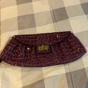NY & Company Crocodile Lavender Patent Leather Clutch